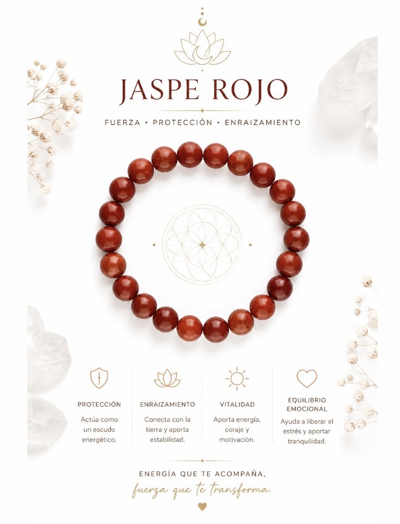 PULSERA DE CUARZO JASPE ROJO